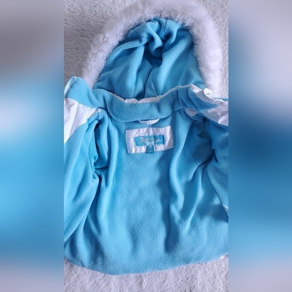 $75 HAWKE & CO HOODED PUFFY WINTER COAT JACKET SPARKLE WHITE 18M  MONTHS #4 - Picture 4 of 10